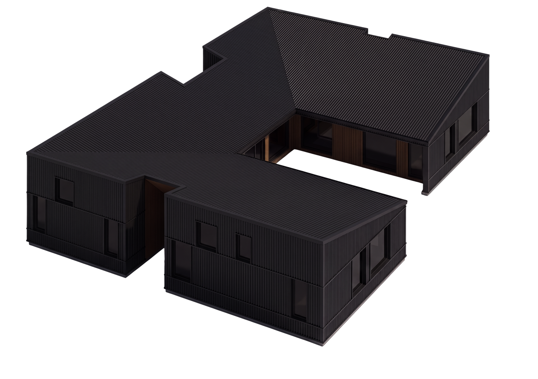 Isometric model of HighFell, rotating around the court