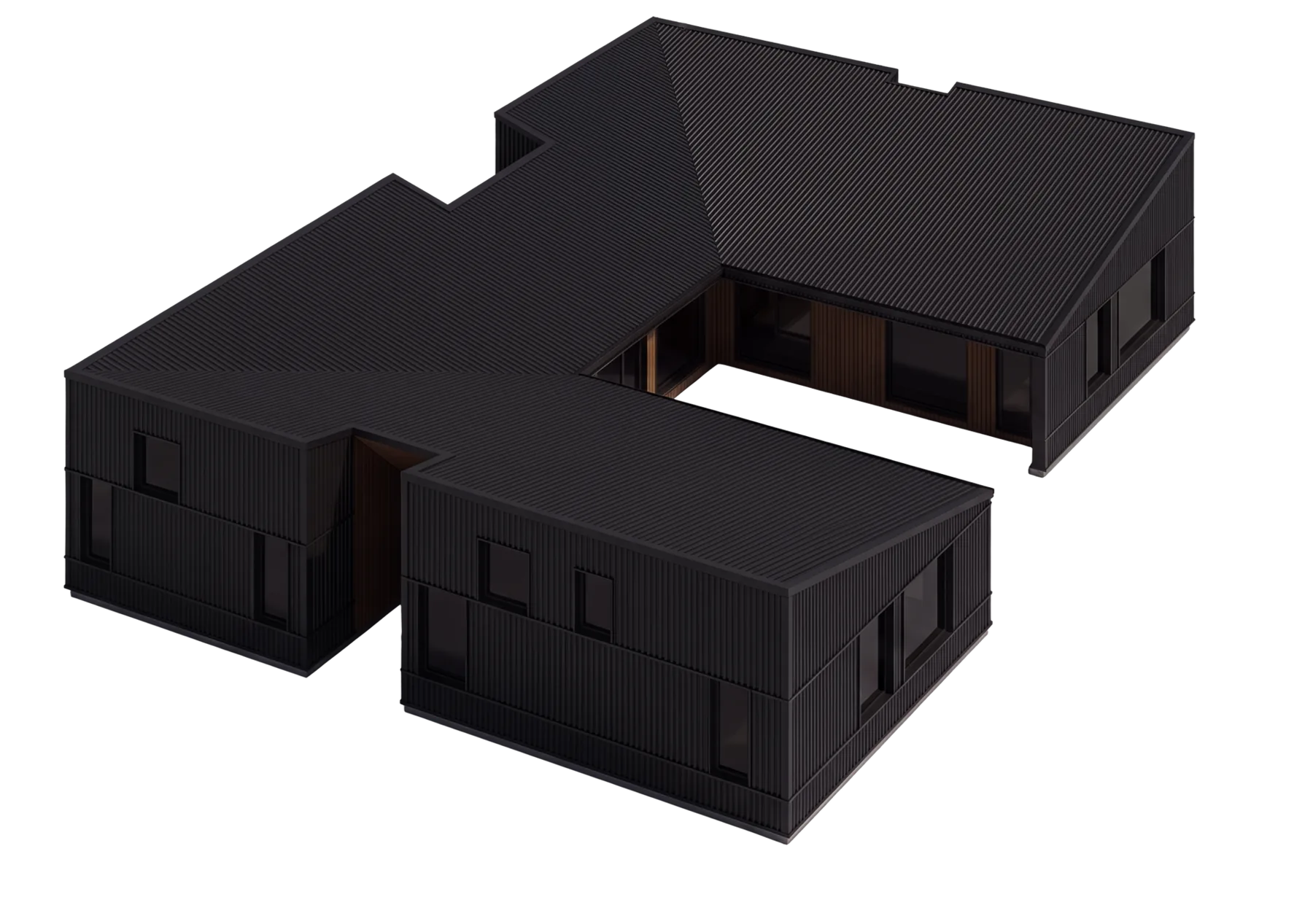 Isometric model of HighFell, rotating around the court