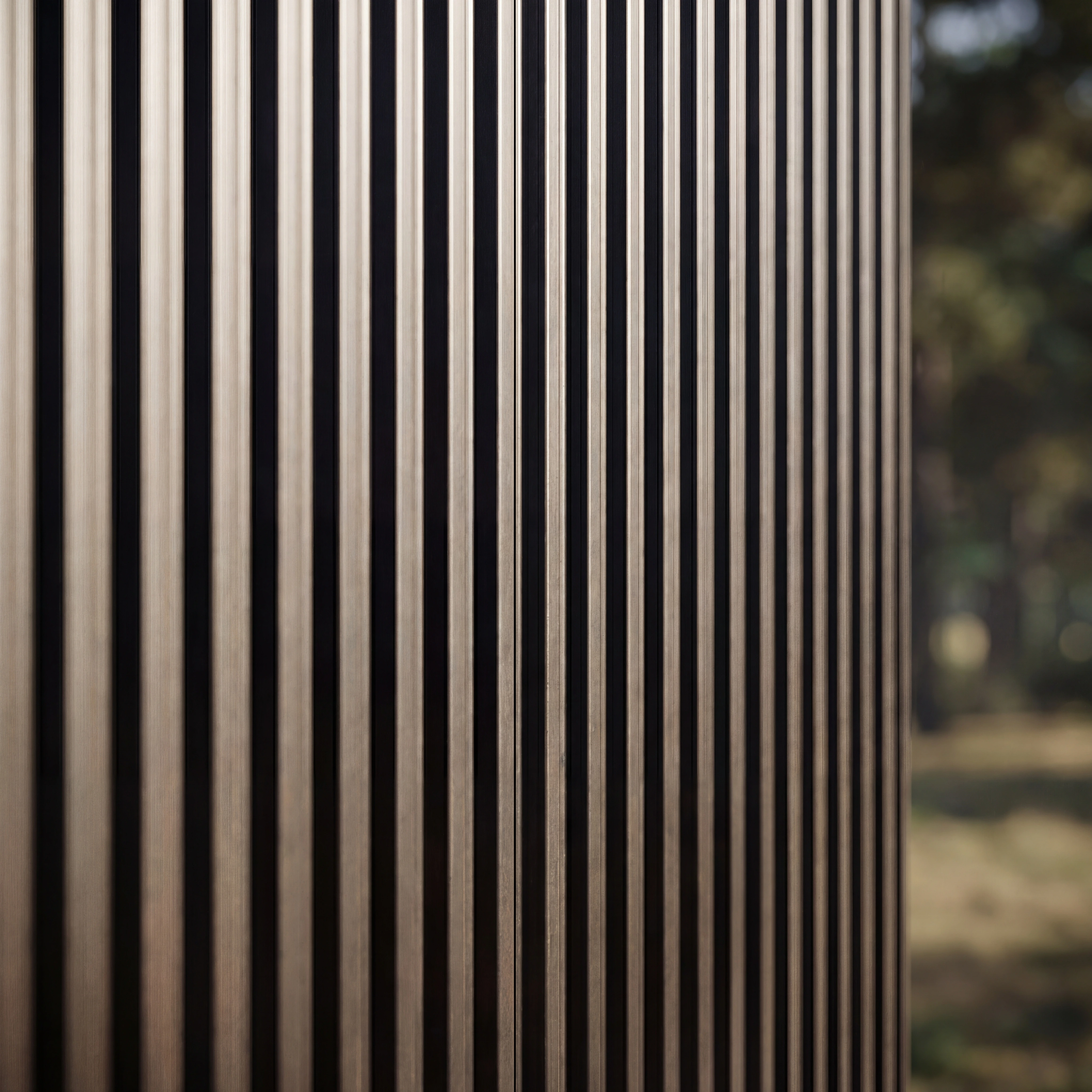 Dark corrugated metal cladding